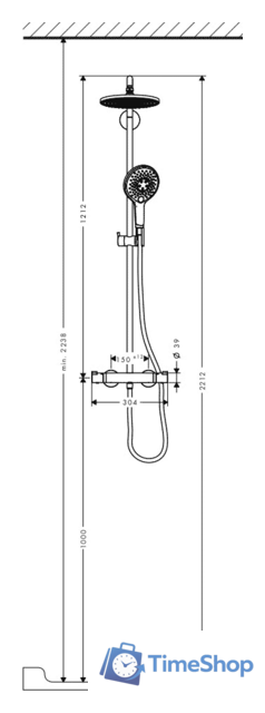Душевая система  Hansgrohe Raindance Select 240 Showerpipe (27115000) - Изображение №2 — Интернет-магазин Time-Shop