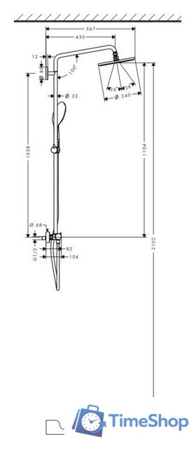 Душевая система  Hansgrohe Raindance Select 240 Showerpipe (27115000) - Изображение №3 — Интернет-магазин Time-Shop