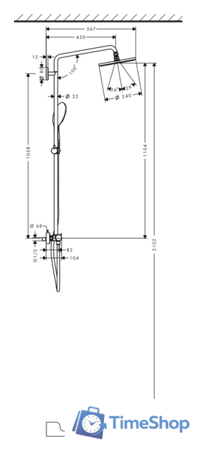 Душевая система  Hansgrohe Raindance Select 240 Showerpipe (27115000) - Изображение №3 — Интернет-магазин Time-Shop