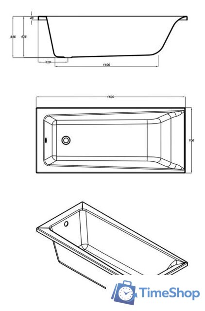 Ванна Cersanit Lorena 160x70 (с каркасом) - Изображение №10 — Интернет-магазин Time-Shop