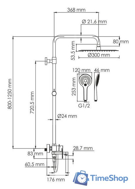 Душевая система  Wasserkraft A185.161.155.WM - Изображение №3 — Интернет-магазин Time-Shop