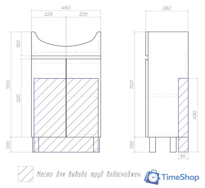 Vigo Тумба под умывальник Grani 500-2-0 - Изображение №8 — Интернет-магазин Time-Shop