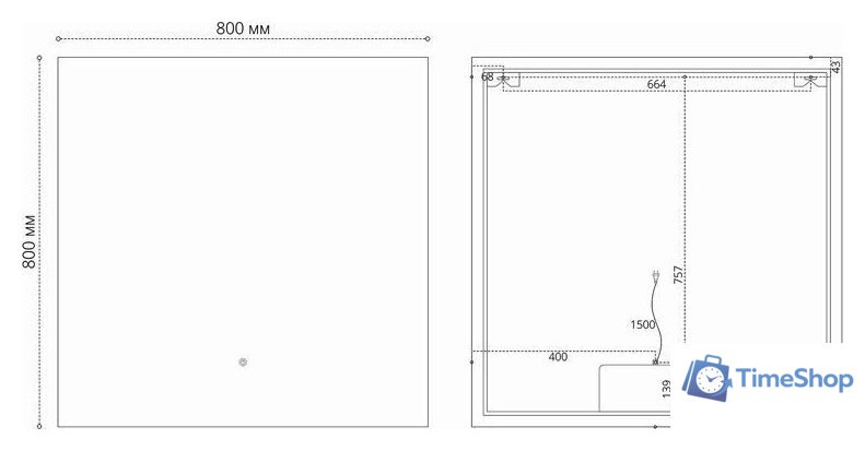  Grossman Зеркало Pragma-норма Black LED 1880802 (с сенсорным выключателем и подогревом) - Изображение №4 — Интернет-магазин Time-Shop