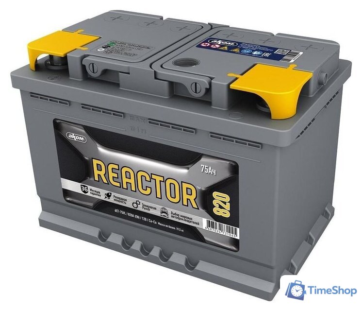 Автомобильный аккумулятор AKOM Reactor 6СТ-75e (75 А·ч) - Изображение №1 — Интернет-магазин Time-Shop
