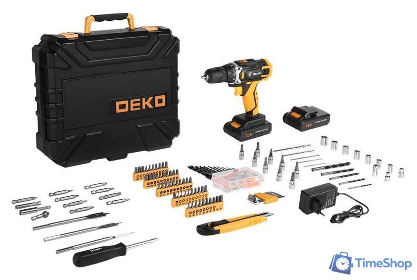 Дрель-шуруповерт Deko DKCD20FU-Li SET 193 063-4179 (с 2-мя АКБ, кейс, набор оснастки) - Изображение №2 — Интернет-магазин Time-Shop