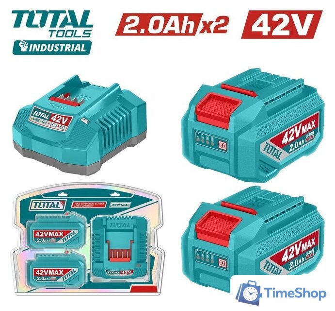 Аккумулятор с зарядным устройством Total TFBCPM20221 (42В/2x2 Ah + 42В) - Изображение №1 — Интернет-магазин Time-Shop