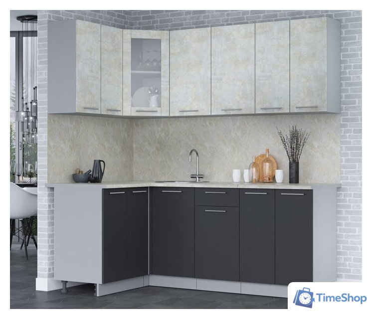 Готовая кухня Интерлиния Мила 12x20 (бетон лайт-антрацит-опал светлый) - Изображение №2 — Интернет-магазин Time-Shop