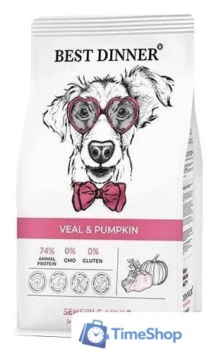 Сухой корм для собак Best Dinner Adult Sensible Medium & Maxi Veal & Pumpkin (12 кг) - Изображение №2 — Интернет-магазин Time-Shop