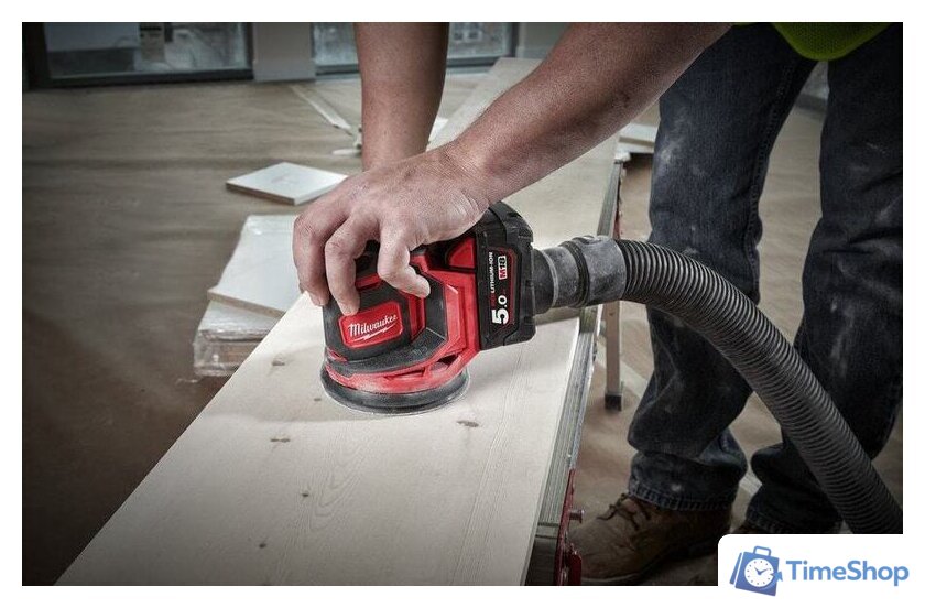 Эксцентриковая шлифмашина Milwaukee M18 BOS125-502B 4933464229 (с 2-мя АКБ, сумка) - Изображение №9 — Интернет-магазин Time-Shop