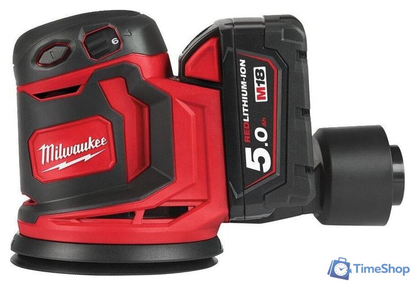 Эксцентриковая шлифмашина Milwaukee M18 BOS125-502B 4933464229 (с 2-мя АКБ, сумка) - Изображение №2 — Интернет-магазин Time-Shop