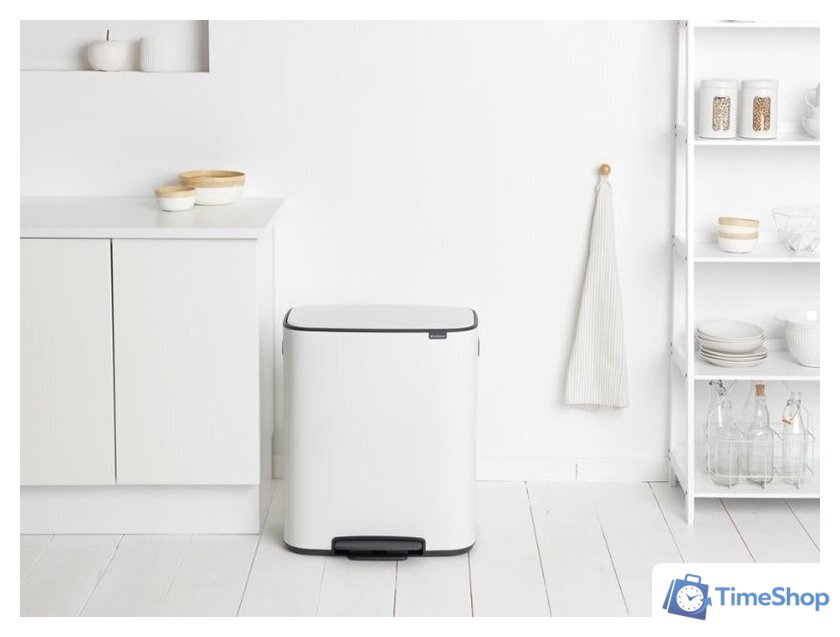 Система сортировки мусора Brabantia Bo Pedal Bin 2 x 30 л (белый) - Изображение №11 — Интернет-магазин Time-Shop