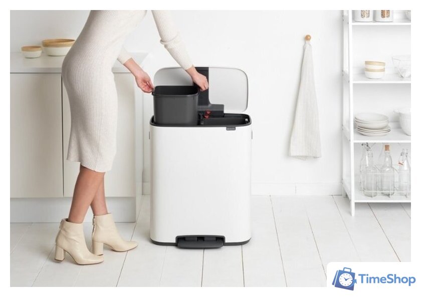 Система сортировки мусора Brabantia Bo Pedal Bin 2 x 30 л (белый) - Изображение №9 — Интернет-магазин Time-Shop