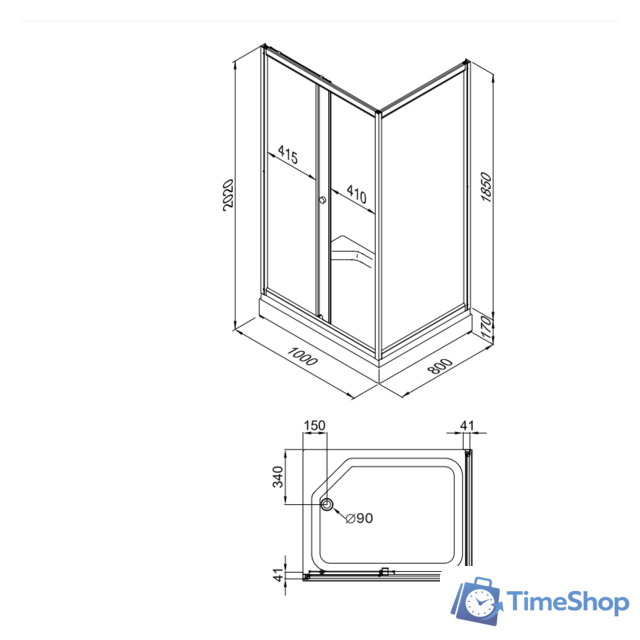 Душевой уголок Triton Фьюжн А1 100х80 (полосы) - Изображение №6 — Интернет-магазин Time-Shop