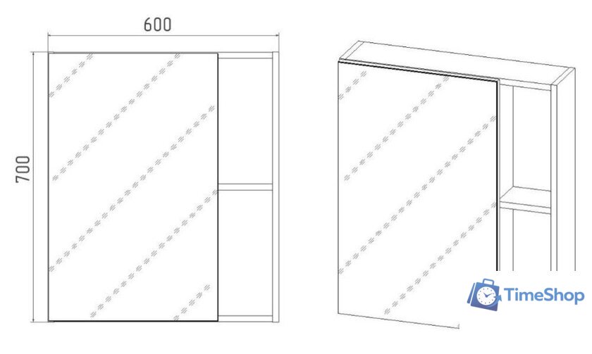  Viant Шкаф с зеркалом Бостон 60 VBOS60-ZSH - Изображение №7 — Интернет-магазин Time-Shop