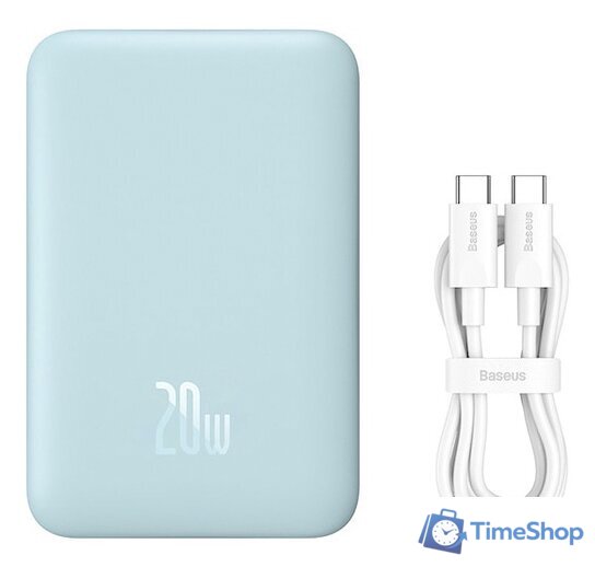 Внешний аккумулятор Baseus Magnetic Mini Wireless Fast Charge Power Bank 10000mAh 20W (голубой) - Изображение №1 — Интернет-магазин Time-Shop