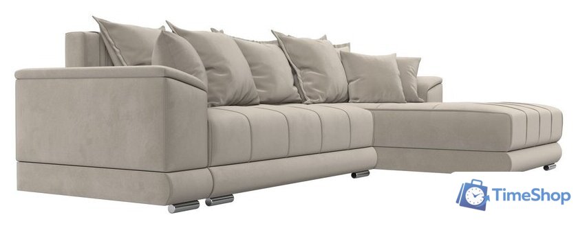 Угловой диван Лига диванов НордСтар правый 121113 (микровельвет бежевый/подушки микровельвет бежевый) - Изображение №4 — Интернет-магазин Time-Shop