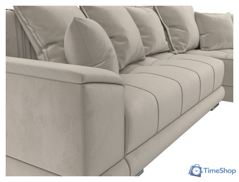 Угловой диван Лига диванов НордСтар правый 121113 (микровельвет бежевый/подушки микровельвет бежевый) - Изображение №3 — Интернет-магазин Time-Shop