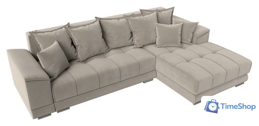 Угловой диван Лига диванов НордСтар правый 121113 (микровельвет бежевый/подушки микровельвет бежевый) - Изображение №6 — Интернет-магазин Time-Shop