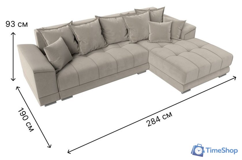 Угловой диван Лига диванов НордСтар правый 121113 (микровельвет бежевый/подушки микровельвет бежевый) - Изображение №10 — Интернет-магазин Time-Shop