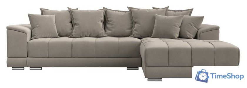 Угловой диван Лига диванов НордСтар правый 121113 (микровельвет бежевый/подушки микровельвет бежевый) - Изображение №2 — Интернет-магазин Time-Shop