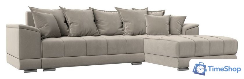 Угловой диван Лига диванов НордСтар правый 121113 (микровельвет бежевый/подушки микровельвет бежевый) - Изображение №1 — Интернет-магазин Time-Shop