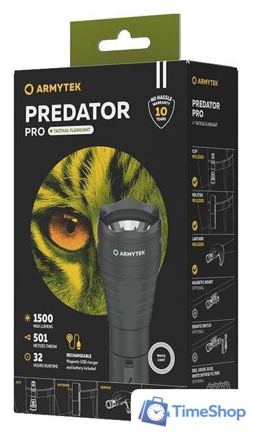 Фонарь Armytek Predator Pro Magnet USB (белый) - Изображение №3 — Интернет-магазин Time-Shop