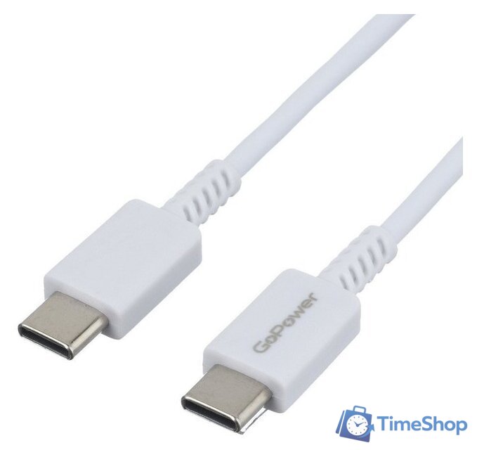 Кабель GoPower 00-00022803 USB Type-C - USB Type-C (1 м, белый) - Изображение №1 — Интернет-магазин Time-Shop