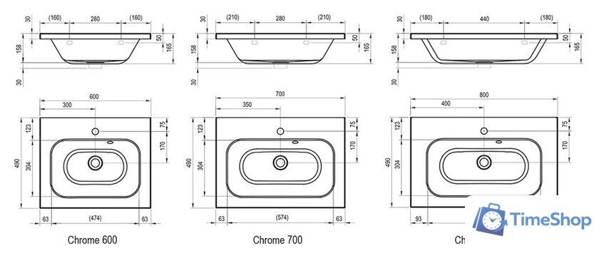Умывальник Ravak Chrome 700 70x49 [XJG01170000] - Изображение №3 — Интернет-магазин Time-Shop