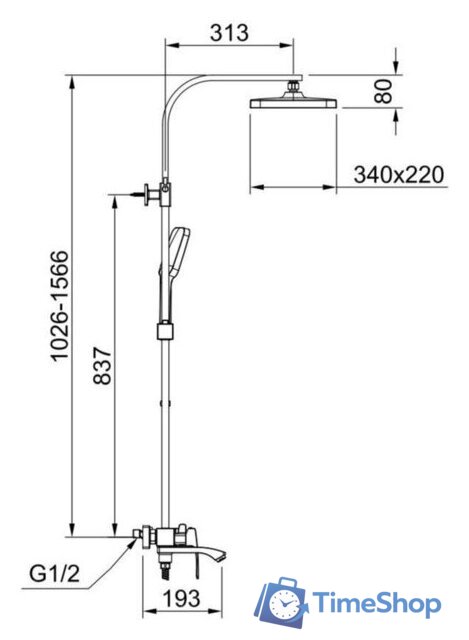 Душевая система  Raglo R01.24.06 - Изображение №2 — Интернет-магазин Time-Shop