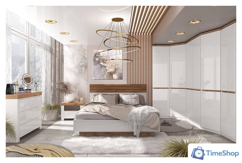 Кровать Anrex Taurus 180 с ПМ 708230 180x200 (дуб вотан/белый) - Изображение №2 — Интернет-магазин Time-Shop