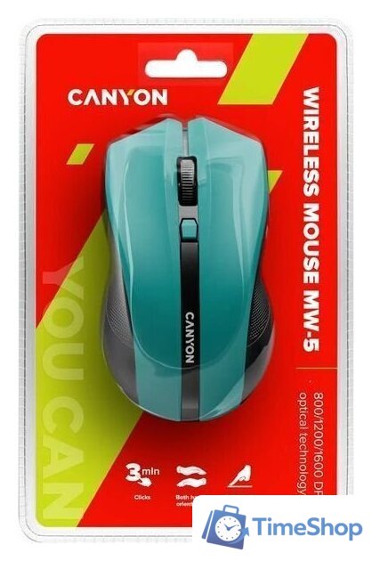 Мышь Canyon MW-5 (темно-бирюзовый) - Изображение №4 — Интернет-магазин Time-Shop