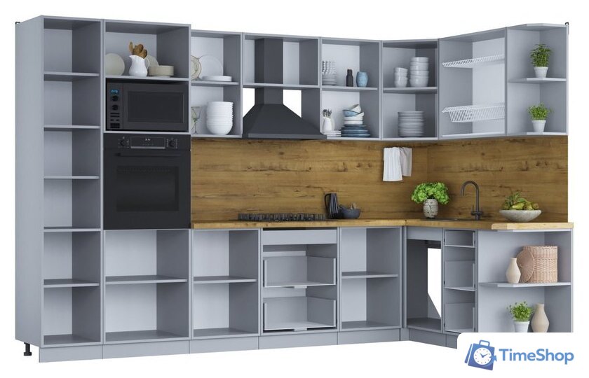 Готовая кухня Интерлиния Мила Шато 1.68x3.2 ВТ правая (белый/белый/кастилло темный) - Изображение №2 — Интернет-магазин Time-Shop