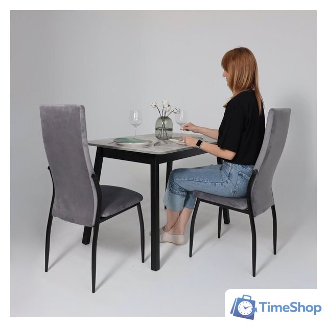 Кухонный стол Мамадома Tirk radial-110 раздвижной 110-142х70 (серый сланец/черный) - Изображение №9 — Интернет-магазин Time-Shop