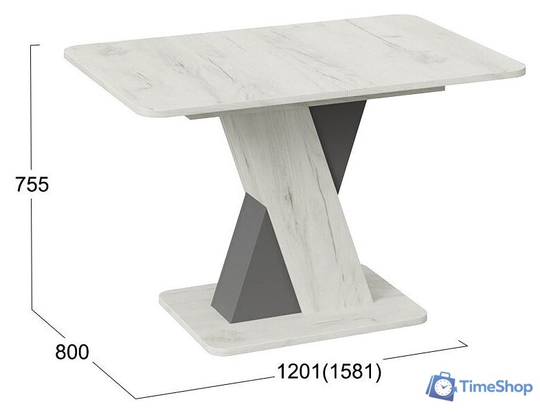 Кухонный стол Трия Люксембург тип 3 (дуб крафт белый/серый) - Изображение №2 — Интернет-магазин Time-Shop