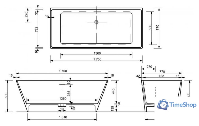 Ванна Эстет Manhattan 175x77 Silk ФР-00014435 - Изображение №5 — Интернет-магазин Time-Shop