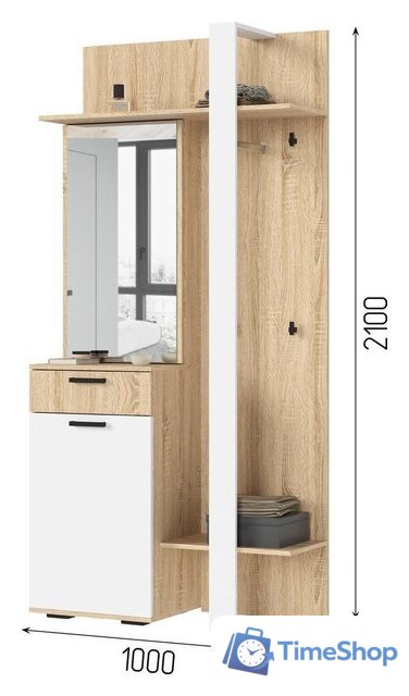 Тумба для обуви Стендмебель Санса ПР-01 (белый/дуб сонома) - Изображение №5 — Интернет-магазин Time-Shop