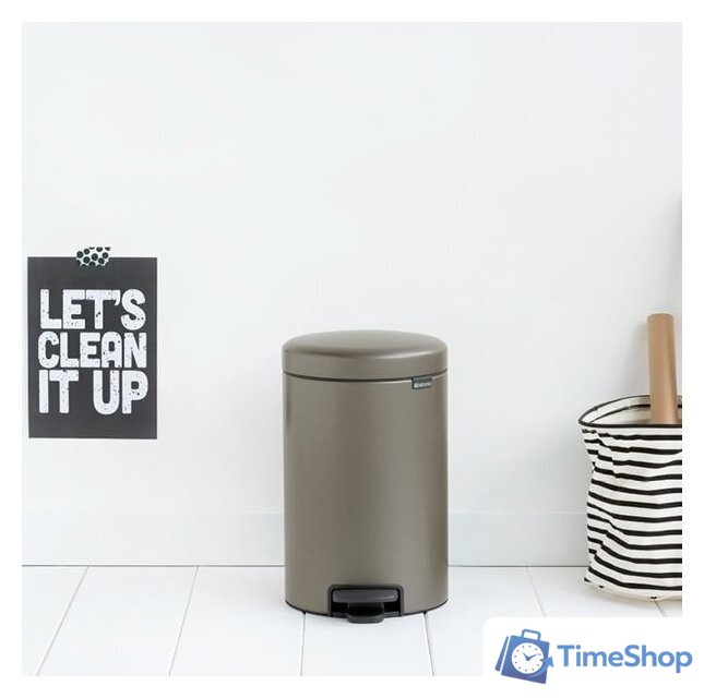 Мусорное ведро Brabantia Pedal Bin NewIcon 12 л (платиновый) - Изображение №4 — Интернет-магазин Time-Shop