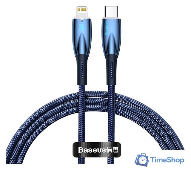 Кабель Baseus Glimmer Series Fast Charging Data Cable Type-C - Lightning 20W CADH000003 (1 м, синий) - Изображение №1 — Интернет-магазин Time-Shop