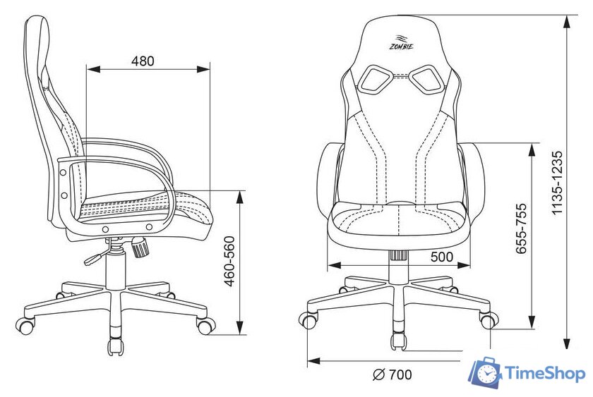 Игровое (геймерское) кресло Zombie Runner (белый/голубой) - Изображение №6 — Интернет-магазин Time-Shop