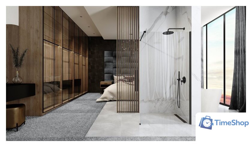 Душевая стенка Rea Aero 90 (черный/прозрачное стекло) - Изображение №3 — Интернет-магазин Time-Shop