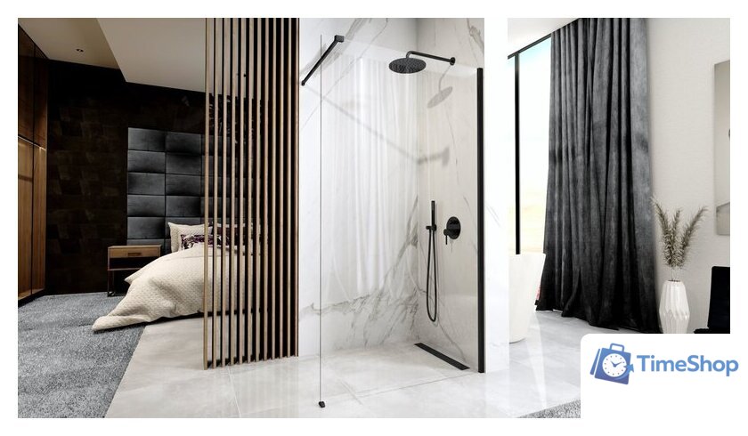 Душевая стенка Rea Aero 90 (черный/прозрачное стекло) - Изображение №4 — Интернет-магазин Time-Shop