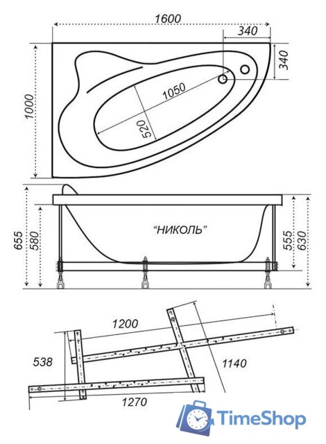 Ванна Triton Николь 160x100R (с каркасом, экраном и сифоном) - Изображение №5 — Интернет-магазин Time-Shop