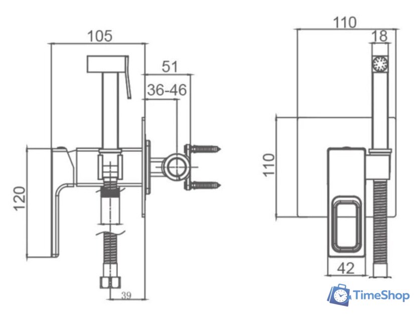Гигиенический душ Gappo G7217-6 - Изображение №5 — Интернет-магазин Time-Shop