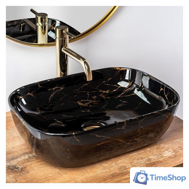 Умывальник Rea Belinda (черный мрамор глянцевый) - Изображение №3 — Интернет-магазин Time-Shop