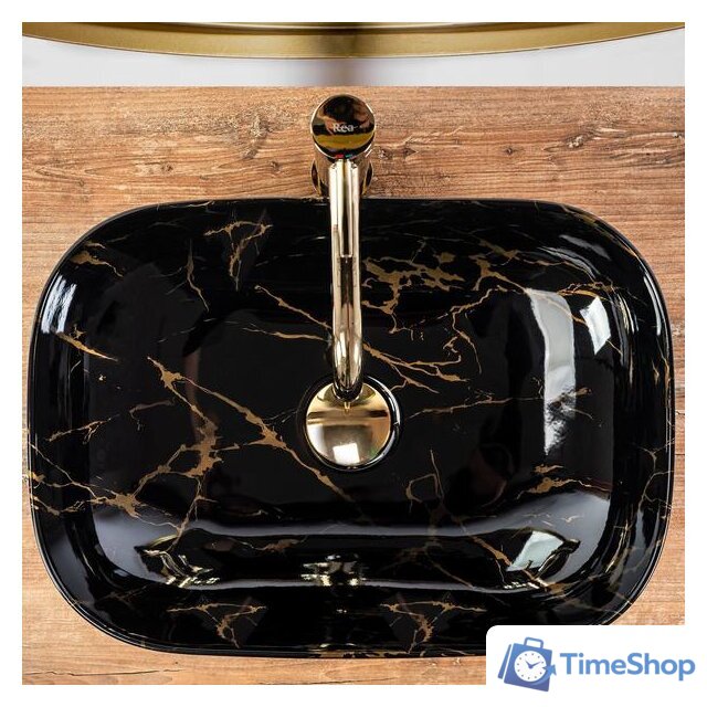 Умывальник Rea Belinda (черный мрамор глянцевый) - Изображение №4 — Интернет-магазин Time-Shop