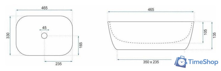 Умывальник Rea Belinda (черный мрамор глянцевый) - Изображение №6 — Интернет-магазин Time-Shop