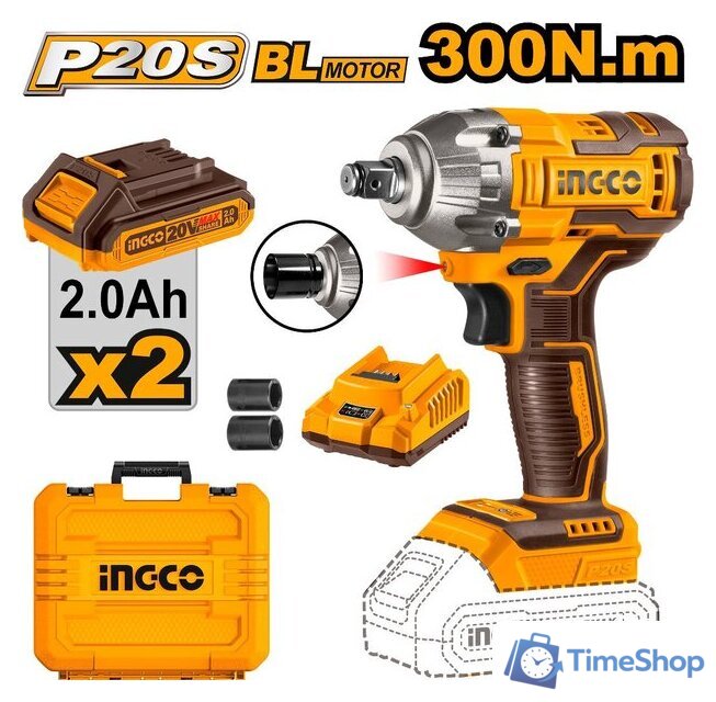 Гайковерт Ingco CIWLI2038 (с 2-мя АКБ, кейс) - Изображение №1 — Интернет-магазин Time-Shop