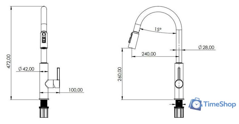 Смеситель Teska Mimoza Chelik EB5016 - Изображение №3 — Интернет-магазин Time-Shop
