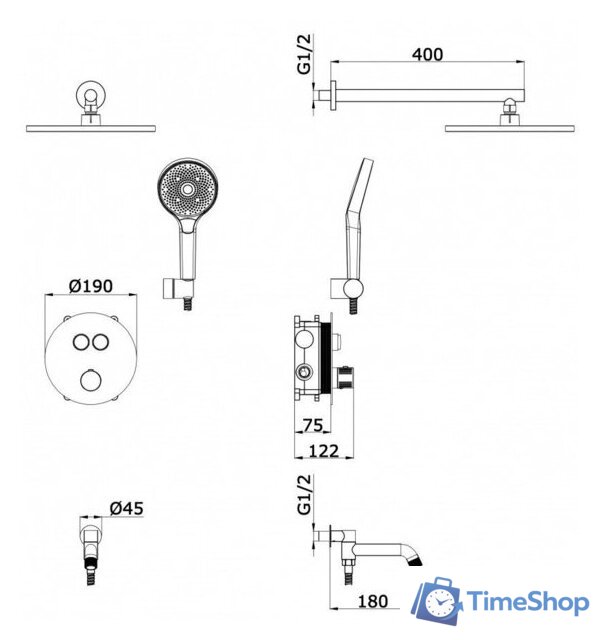 Душевая система  Vieir V25005-3F - Изображение №2 — Интернет-магазин Time-Shop