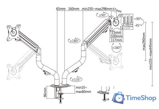 Кронштейн для монитора Gembird MA-DA2-02 - Изображение №2 — Интернет-магазин Time-Shop